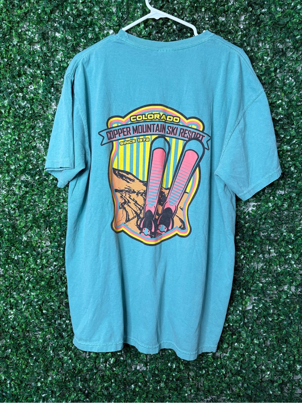 Vintage Comfort Colors Teal Graphic Colorado Copper Mountain Ski Resort Tee
